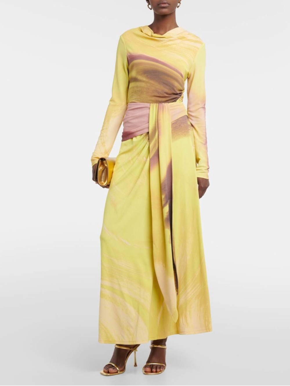 Simkhai Anika Printed Draped Midi Skirt
